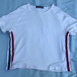 Brandy Melville white shirt with red and navy